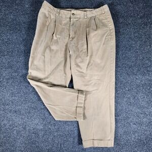 Bill's Khakis Chino Pants Men 38x27 Tan Pleated Cuffed Classic M2P USA